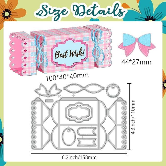 3D Candy-Shaped Box Metal Cutting Dies Treat Box Die Cuts Carbon Steel Stencils - Image 2