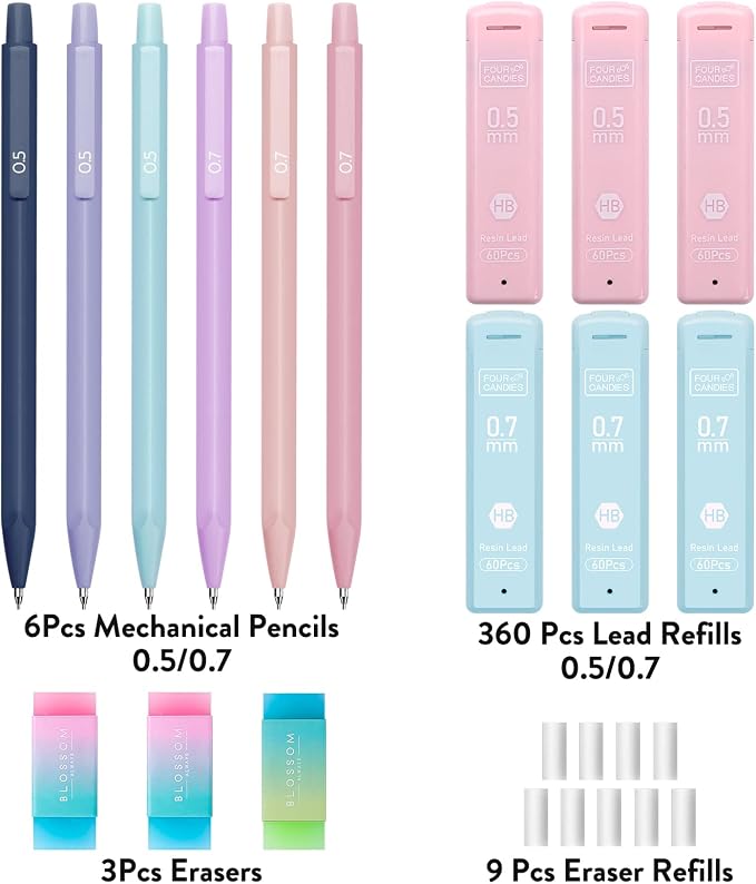 Four Candies Cute Mechanical Pencil Set, Aesthetic School Supplies - Image 6
