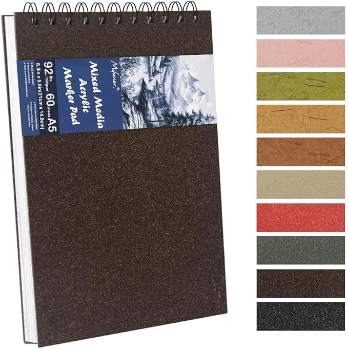 8.3x5.8 Sketch Book, Top Spiral Bound Sketch Pad, 60sheets 92lb/150gsm Bright by E-WEICHEN