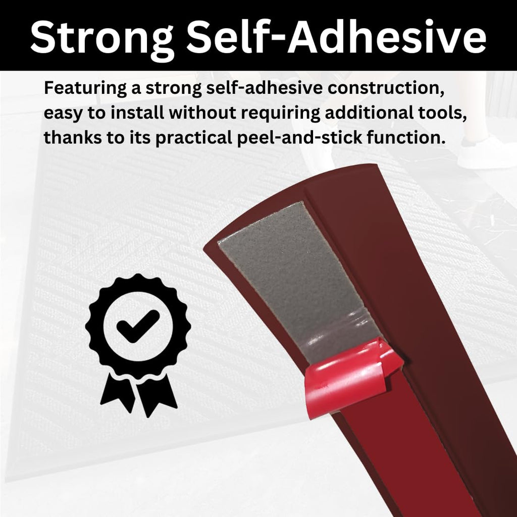 1/5 inch Height Floor Transition Strip, Self Adhesive Carpet Wood Tile Vinyl Flooring Laminate Transition Cover Edge Trim Gap Doorway Threshold for Uneven Floors (40 inches, Red Wine)