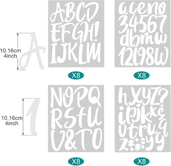 Outus 576 Pcs 8 Sheets Letters Stickers Vinyl Alphabet Number Decals Back to - Image 2
