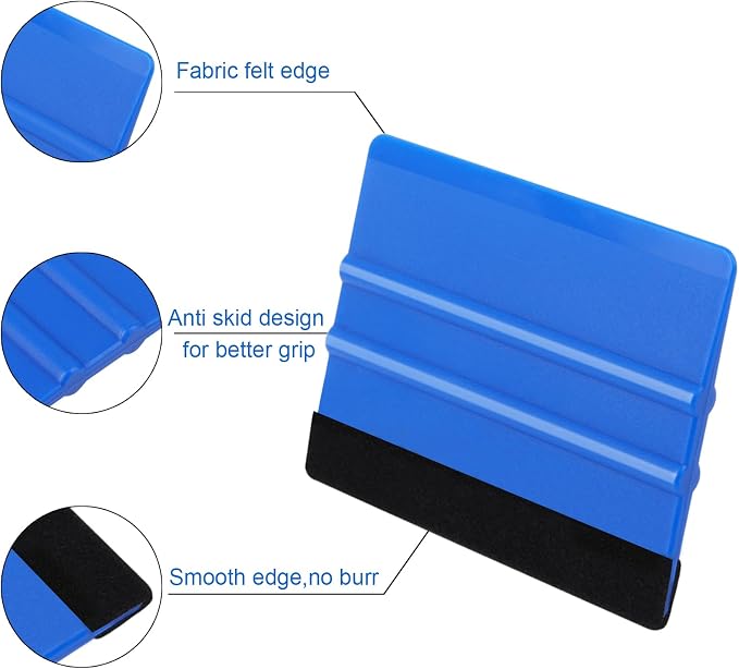 WRAPXPERT Blue Felt Squeegee, Medium Hardness Vinyl Squeegees Scraper Tool Kit - Image 6