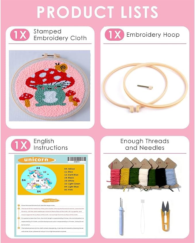 Punch Needle Kit for Beginners Adults, Frog Punch Needle Kits DIY Crafts for - Image 3