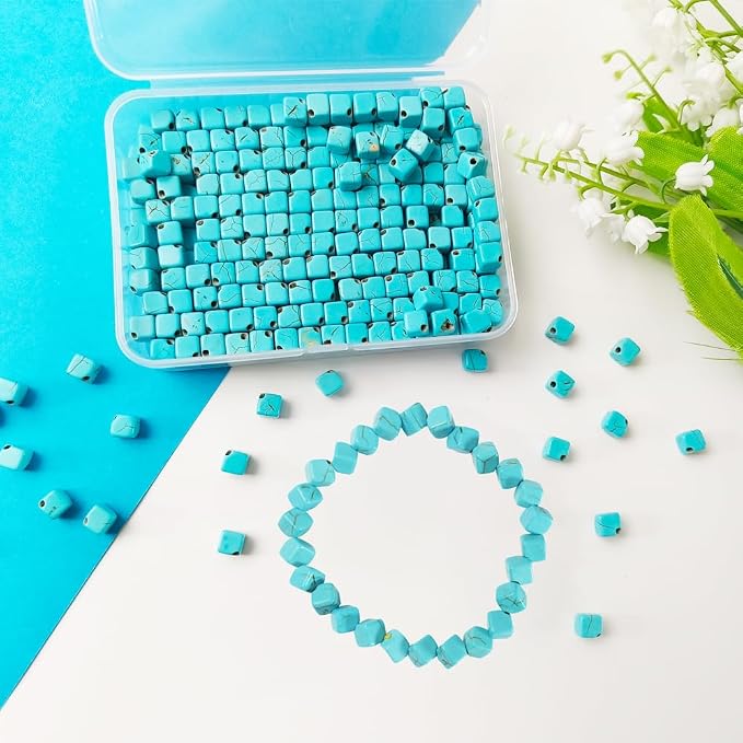 6mm Turquoise Square Beads Bulk - Image 5