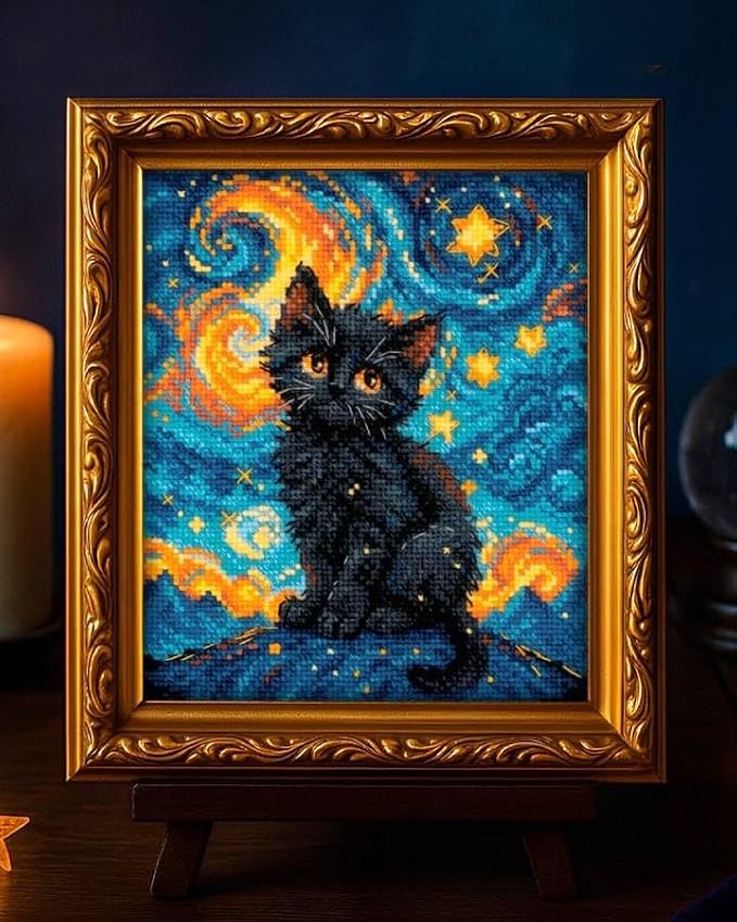 RIOLIS - Starry Cat 2288, Cross Stitch Kits 6"x7", Cat Cross Stitch Kits - Image 9