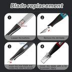 Precision Craft Knife Set – 10 Carbon Steel Blades, Hidden Blade Storage Handle - Image 4