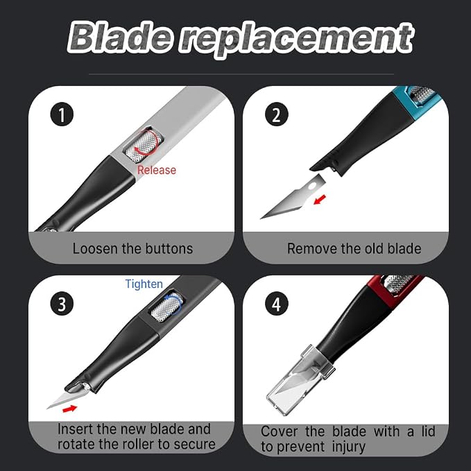 Precision Craft Knife Set – 10 Carbon Steel Blades, Hidden Blade Storage Handle - Image 4