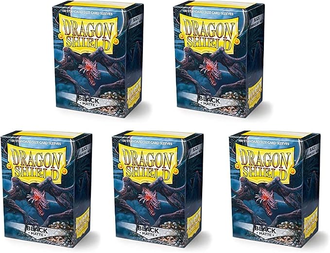 5 Packs Dragon Shield Matte Black Standard Size 100 ct Card Sleeves Value by DragonShield