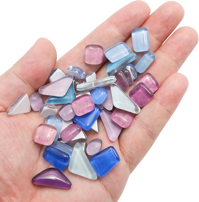 200g Assorted Colors Irregular Crystal Glass Mosaic Tiles, Colorful Glass - Image 2