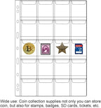 20-Pocket Coin Pages for Collectors, Standard 9-Hole Coin Collection Pages fit - Image 4