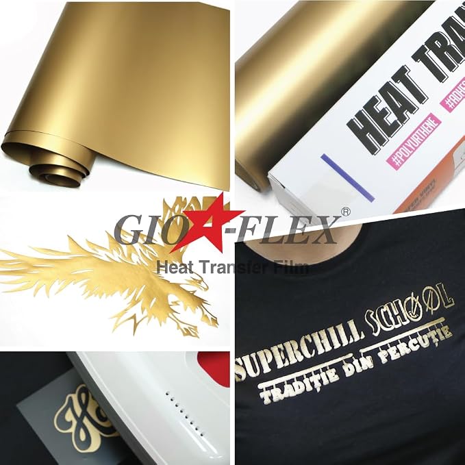 PU Heat Transfer Vinyl 12"×10ft Roll Gold – HTV - Image 4