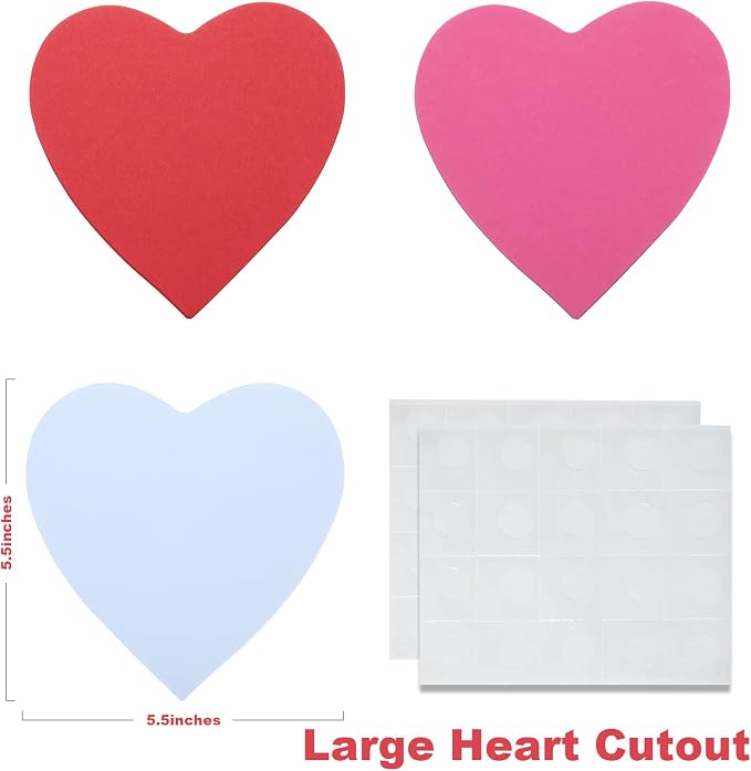 90 Pieces Heart Cutouts Paper Hearts Heart Shape Cards 5.5 Inches Large - Image 2