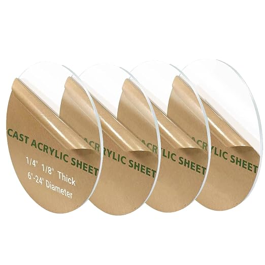 4 Pieces 1/8" Round Plexiglass Sheet, 6 Inch Diameter Clear Acrylic Circle by KurtsCardCare