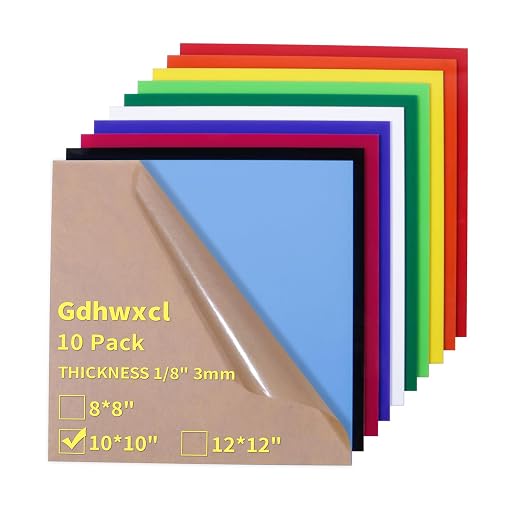 1/8 Thick 10 x 10 inch Acrylic Sheets, 10 Pack Plexiglass Sheets by gdhwcxl