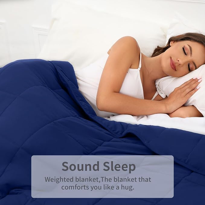 Weighted Blanket Queen Size NavyBlue 60''x80''x15lbs Weighted Blankets - Image 2