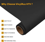 VinylRus Heat Transfer Vinyl-12” x 6ft Black Iron on Vinyl Roll - Image 3