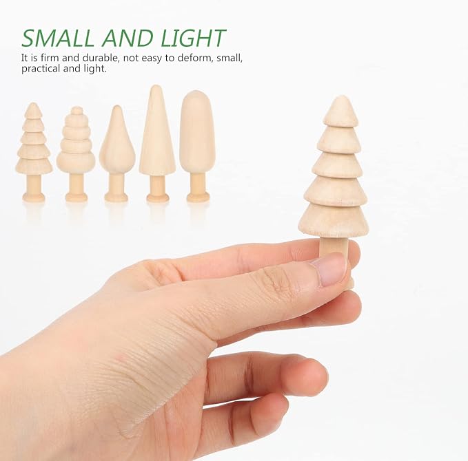 jojofuny Unfinished Wooden Tree Toys 10Pcs Set Small 2.34In DIY Painting Craft - Image 9