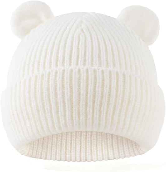 Bear Baby Beanie Knitted Baby Winter Hat Infant Toddler Boys Girls Beanie with Cotton Lining