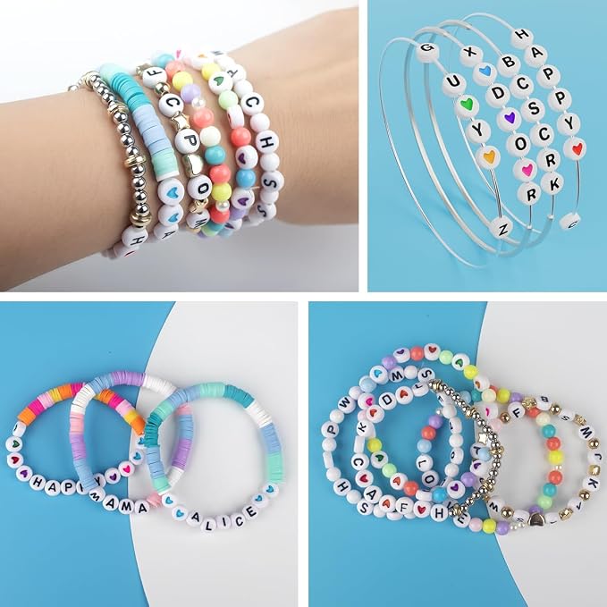 1000PCS Colourful Letter Beads for Threading, 4 x 7 MM, A-Z White Letter Beads - Image 6
