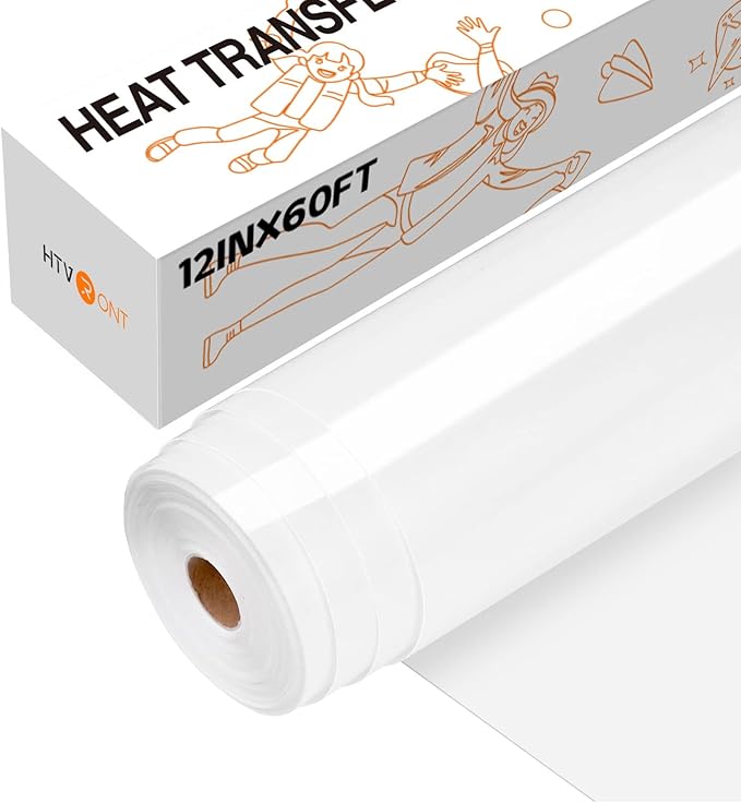 HTVRONT Heat Transfer Vinyl White Iron on Vinyl-12 x 60FT White HTV Vinyl Roll by HTVRONT