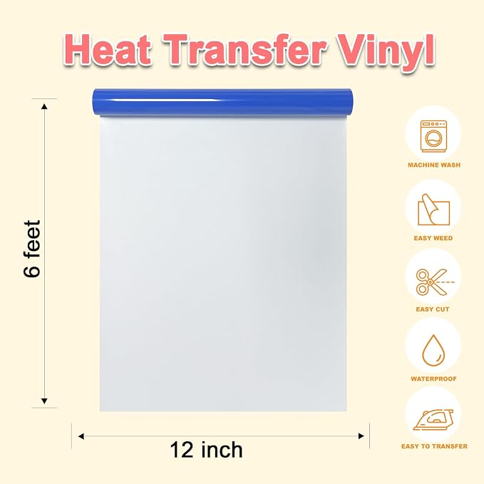 DUEUIOE Blue Puff Vinyl Heat Transfer 12Inch x 6Ft, Puff Htv - Image 3