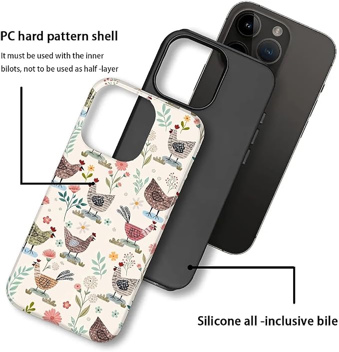 ZHEGAILIAN Case for iPhone 14 Pro Max, Chicken Farmhouse Animal Rooster Durable - Image 2