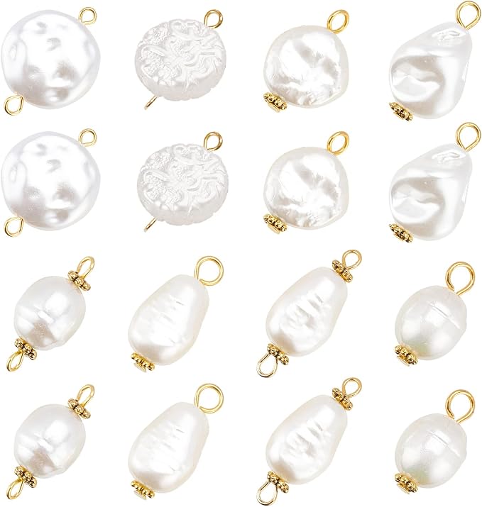 PandaHall 80Pcs Pearl Pendant Connectors, 8 Style Irregular Pearl Bead Links by PHPandaHall