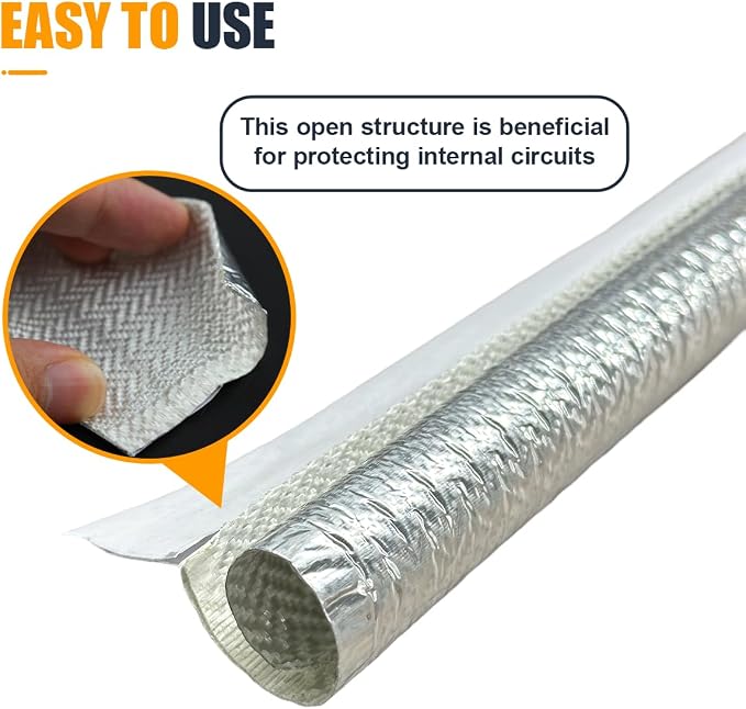 19mm - 3/4" Self Closed Aluminized Heat Shield Sleeve - 39" High Temp Heat - Image 5