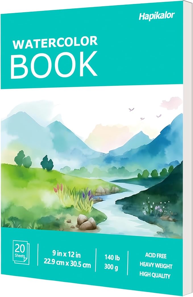 Watercolor Paper Pad, 140lb/300gsm Artist Painting Drawing Paper Book, Art by Hapikalor