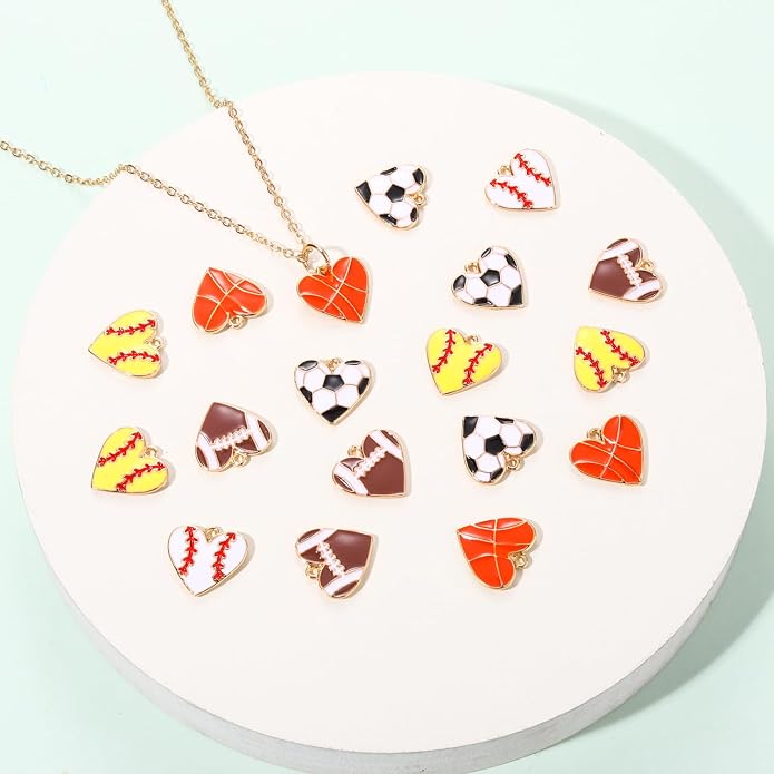 20PCS Sports Charms Enamel Basketball Baseball Pendant Charms - Image 3
