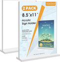 MaxGear Acrylic Sign Holder 8.5" x 11" Double Sided Display Stand, 2 Pack | by MaxGear