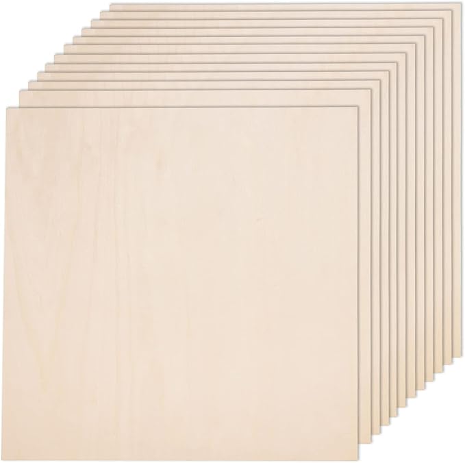 12 Pack Basswood Sheets for Crafts-12 x 12 x 1/8 Inch- 3mm Thick Plywood Sheets by AWIZOM