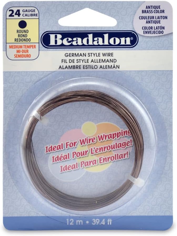 Beadalon German Style Wrapping Wire, Antique Brass Color, 24 Gauge, 12 m / 39.4 by Beadalon