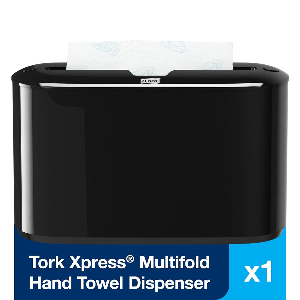Tork Xpress Paper Towel Dispenser and Tork Extra Soft Multifold Hand Towel White with Blue Leaf Print