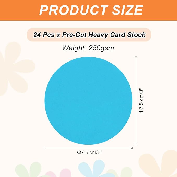 MECCANIXITY 24 Pcs Circle Card Stock, 3 Inch Round Cutouts Paper Thick - Image 2