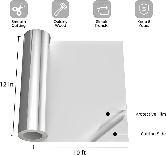 Sliver Permanent Vinyl for Cricut Cutting Machine, Waterproof, Durable Sliver - Image 4