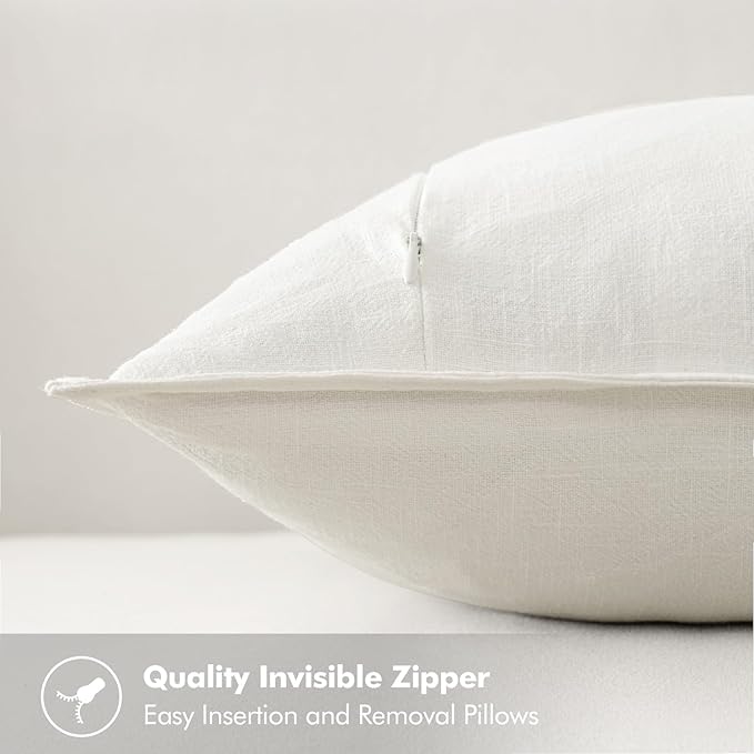 MIULEE Decorative Pillow Covers 18x18 Inch Cream White Boho Farmhouse Neutral - Image 3