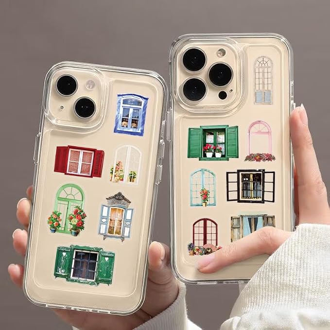 50PCS Window Flower Stickers Aesthetic PET Transparent Beside The Window Decal - Image 5