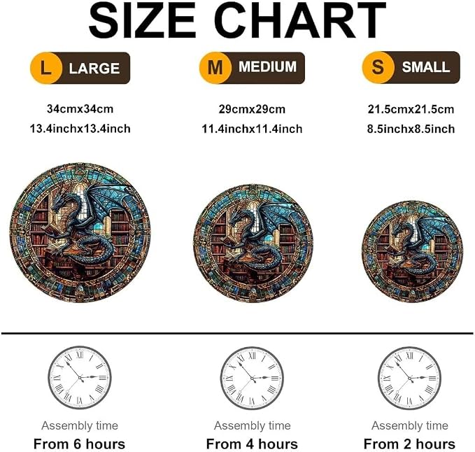 Wooden Puzzles Adults, Dragon Library Puzzle 200 Pieces, Unique Animal Shaped - Image 3