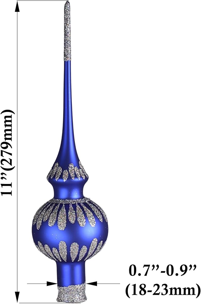 HolidayGiftShops Grace Blue Glass Christmas Tree Topper - Image 2