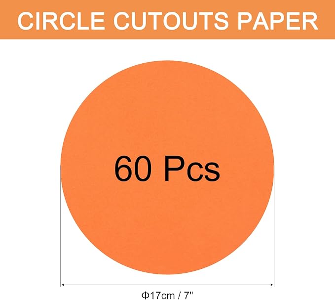 MECCANIXITY 60 PCS Orange Red Color Circle Cutouts Paper 7 Inch Round Card - Image 2