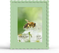 11x14 Picture Frame with Mat for 8x10, Wavy Edge Wooden Real Glass Photo Frame by THKRLOF