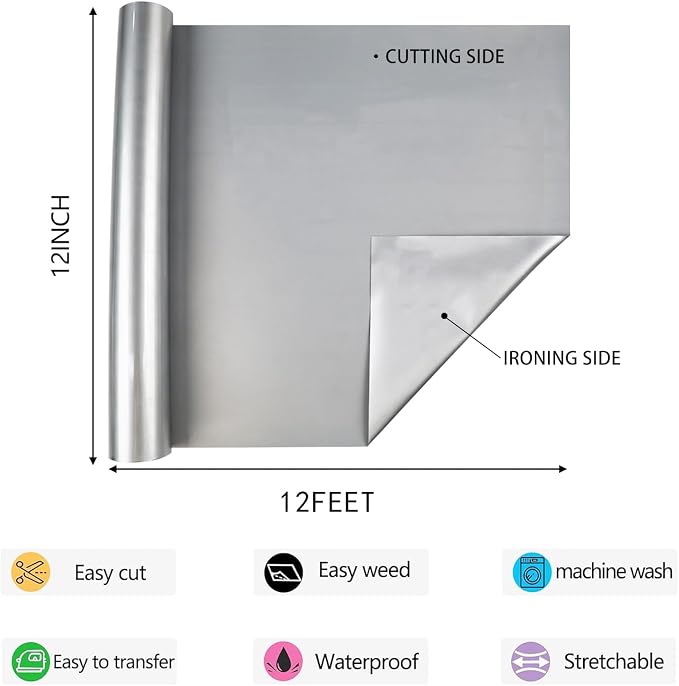 HTV Iron on Vinyl 12Inch by 12ft Roll HTV Heat Transfer Vinyl - Image 2