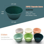 Reusable Silicone Cupcake Baking Cups 24 Pack, 2.75 inch Silicone Baking Cups - Image 4
