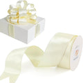 HUIHUANG Ivory Satin Wired Ribbon 1-1/2 inch Double-Sided Satin Wire Edge Ribbon by HUIHUANG