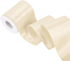 Ivory 4 Inch Continuous 15 Yards Satin Wired Ribbon by Simplegoal