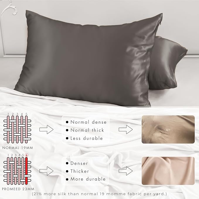PROMEED Grey Silk Pillowcase King Size - Image 4
