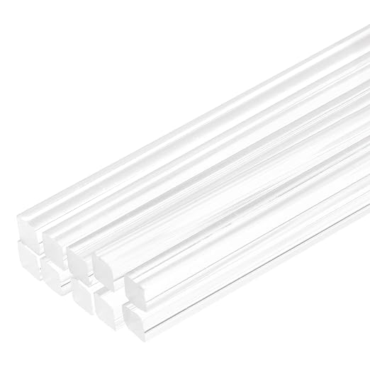 MECCANIXITY 10pcs Acrylic Square Rods 3/16" x 14" Clear Acrylic Dowel Rods by MECCANIXITY