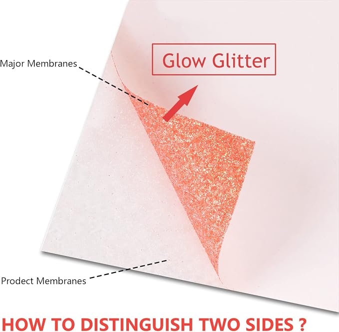 guangyintong Heat Transfer Vinyl Glow Glitter Orange Red HTV Rolls, Glitter HTV - Image 2