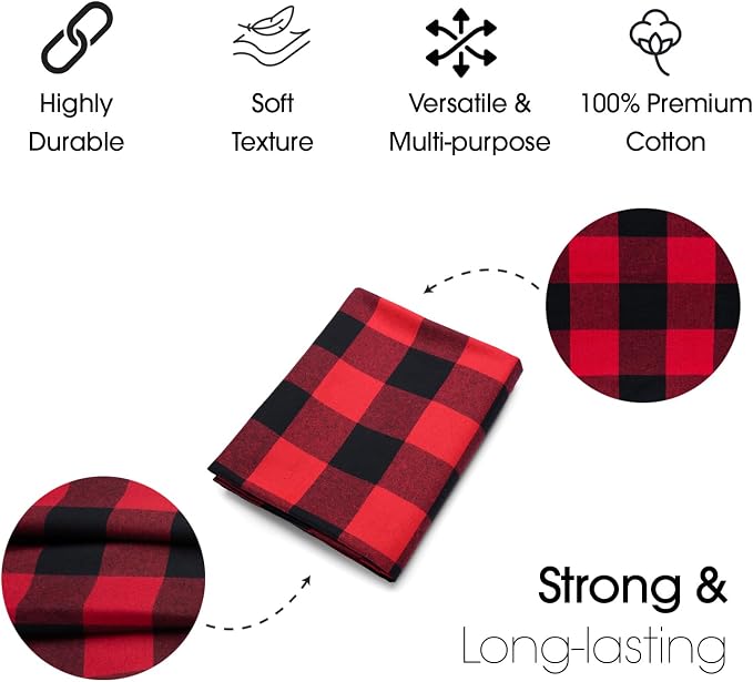 Pico Textiles 10 Yards Bolt Red and Black Buffalo Plaid Checkered Flannel Fabric - Image 4